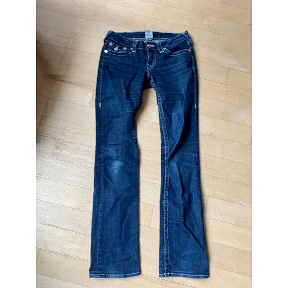 True Religion sz 28 blue Jean Denim women straight leg - Picture 1 of 6
